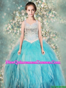 2015 Fall New Style Straps Ball Gown Mini Quinceanera Dresses with Beading