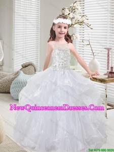 2015 Winter Popular White Mini Quinceanera Dresses with Beading and Ruffles