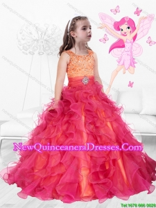 2015 Fall New Style Scoop Lace Up Mini Quinceanera Dresses with Brush Train