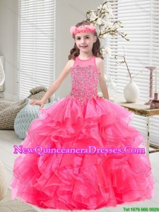 2016 Spring Perfect Beaded and Ruffles Mini Quinceanera Dresses in Hot Pink