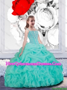 Lovely Straps Turquoise Organza Mini Quinceanera Dresses for 2016