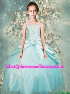 Popular Straps Beaded Mini Quinceanera Dresses in Aqua Blue