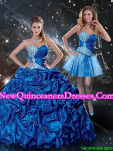 2015 Fall New Style Sweetheart Detachable Quinceanera Dresses with Beading and Pick Ups