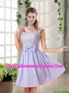 2015 Fall A Line Straps Lace Damas Dresses in Lavender