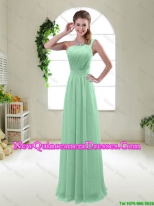 Classical Apple Green One Shoulder Dama Dresses with Zipper up