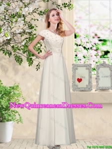 Elegant Champagne One Shoulder Dama Dresses with Appliques