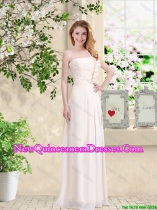 Cheap One Shoulder Hand Made Flowers Damas Dresses in Champagne