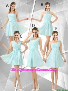 Beautiful A Line Ruched Dama Dresses in Light Blue