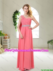 Pretty One Shoulder Sequined Dama Dresses in Watermelon Red