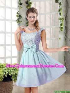 A Line Straps Bowknot Short Damas Dresses with Bowknot