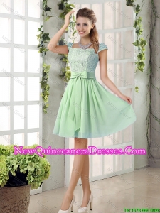 Affordable Square Lace Damas Dresses with Bowknot