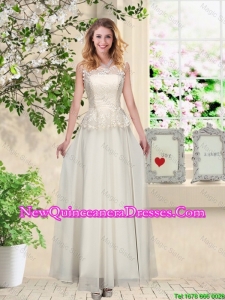 Perfect Champagne Damas Dresses with Appliques and Lace