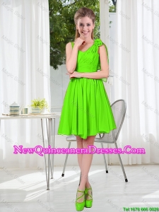 A Line Hand Made Flowers Damas Dresses in Spring Green