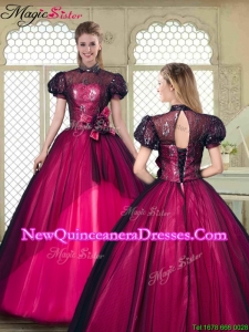 Beautiful High Neck Quinceanera Dresses with Short Sleeves