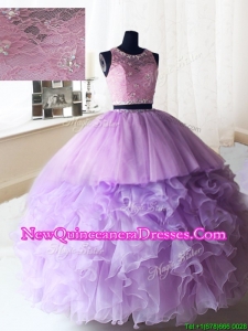 Exquisite Laced and Ruffled Quinceanera Dress in Organza and Tulle