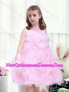 Perfect A Line Scoop Beading Little Girl Pageant Dresses with Rolling Flowers