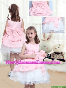 Perfect A Line Scoop Mini Length Bowknot Little Girl Pageant Dresses for 2016