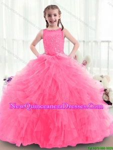 Latest Bateau Little Girl Pageant Dresses with Ruffles and Beading