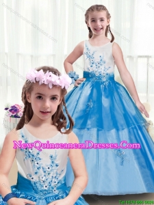 Modern Appliques Multi Color Little Girl Pageant Dresses for 2016