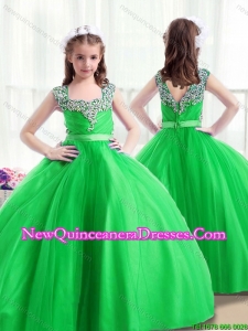 New Arrivals Square Green 2016 Little Girl Pageant Dresses with Beading