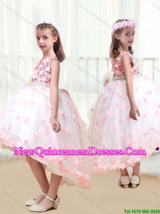 2016 New Arrivals High Low Cute Little Girl Pageant Dresses with Appliques