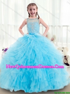 Beautiful Ruffles and Beading Cute Little Girl Pageant Dresses with Bateau