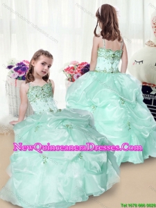 2016 Elegant Beading and Appliques Little Girl Pageant Dresses in Apple Green