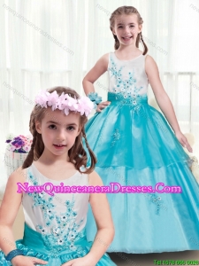 Lovely Appliques Scoop Little Girl Pageant Dresses in Multi Color