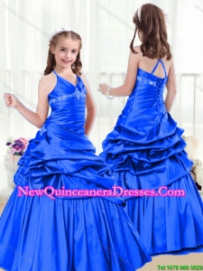 Perfect A Line Halter Top Little Girl Pageant Dresses with Beading