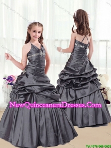 Elegant Beading and Pick Ups Little Girl Pageant Dresses in Grey