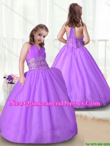 Fashionable Halter Top Little Girl Pageant Gowns with Beading