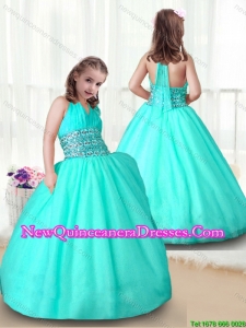 Cute New Style Apple Green Little Girl Pageant Gowns with Beading