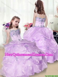 Cute Beading and Appliques Little Girl Pageant Gowns in Lavender