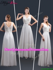 2016 Affordable Empire V Neck Beading Dama Dresses