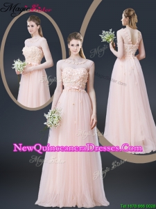 2016 Lovely Empire Bateau Dama Dresses with Appliques and Bowknot