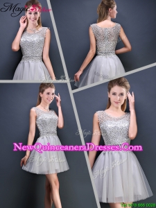 Perfect Mini Length Scoop Dama Dresses with Appliques