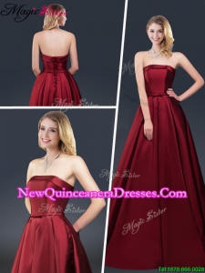 Winter Gorgeous A Line Strapless Dama Dresses with Brush Train