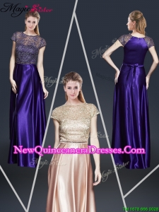 Empire Bateau Dama Dresses with Appliques and Belt