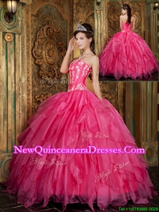 2016 Latest Ball Gown Floor Length Hot Pink Quinceanera Dresses