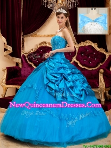 Elegant Strapless Appliques and Beading Quinceanera Gowns