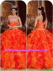 Exquisite Orange Quinceanera Gowns with Appliques and Beading