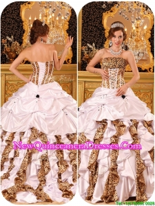 Beautiful Beautiful Strapless White Quinceanera Gowns with Brush Train