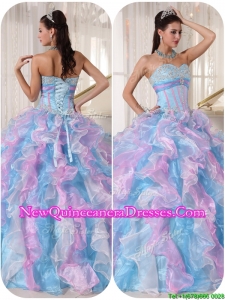 Beautiful Fashionable Sweetheart Quinceanera Gowns with Ruffles and Appliques