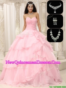 Exquisite Beading and Ruffles Sweet 16 Dresses in Baby Pink