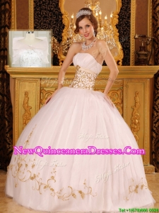 Fashionable Strapless Appliques Quinceanera Dresses in White