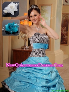 2016 Fashionable Ruffles and Pick Ups Quinceanera Gowns in Zebra