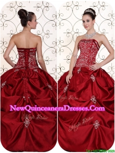 Best Selling Embroidery and Pick Ups Strapless Quinceanera Dresses