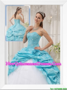 Cheap Aqua Blue Ball Gown Sweetheart Quinceanera Dresses