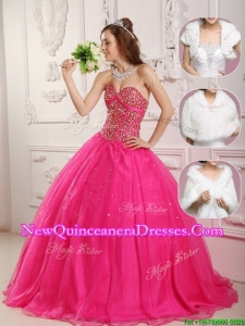 Modern A Line Hot Pink Quinceanera Gowns with Beading