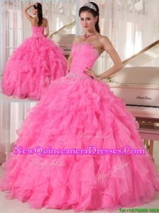 2016 New Style Popular Hot Pink Ball Gown Strapless Quinceanera Dresses